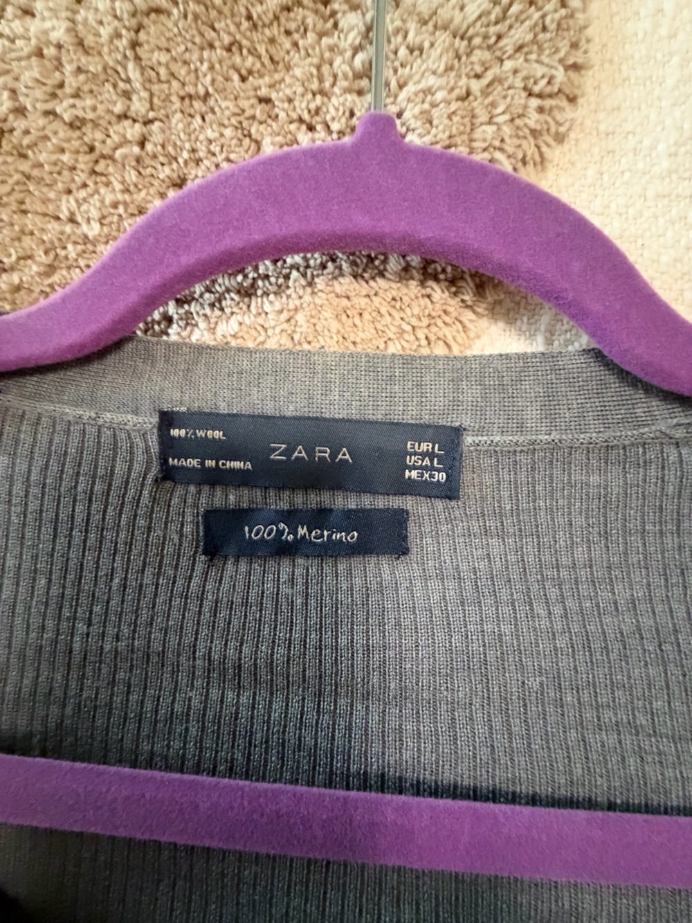Zara Gray Ribbed V-Neck Button Cardigan - Picture 4 of 4